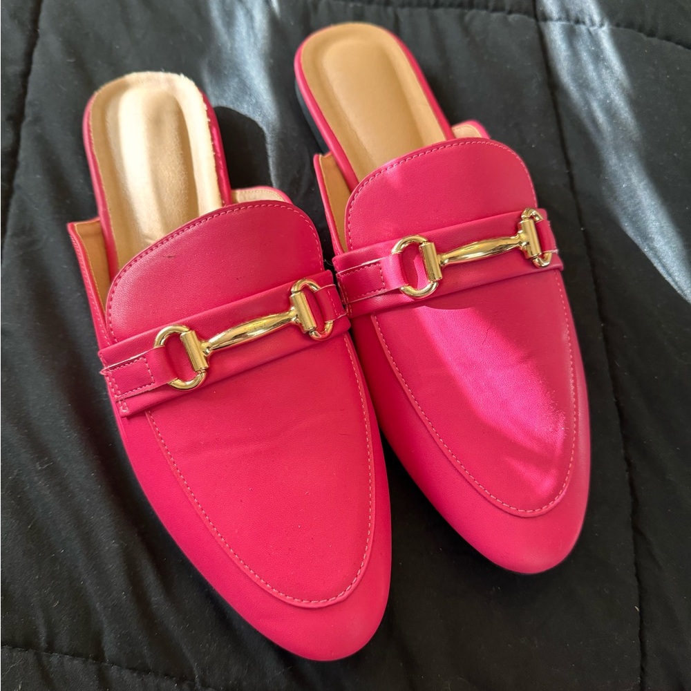 Hot pink mule loafers size 9.5